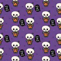 halloween seamless pattern with skull ghost kawaii cartoon paper wrap wallpaper