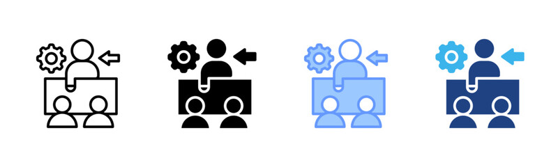 Coaching icon set multiple style collection