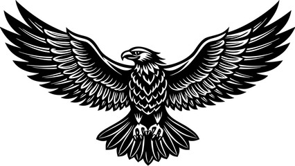 Obraz premium Majestic black eagle with wings spread wide