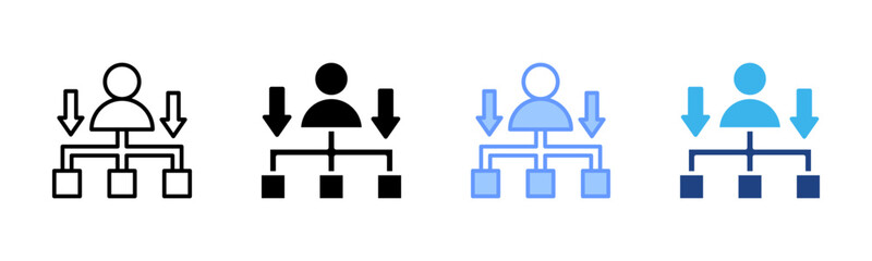 Decentralization icon set multiple style collection