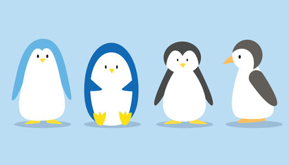 Set of cute penguin cartoon for kid, zoo, element and illustration. Character design