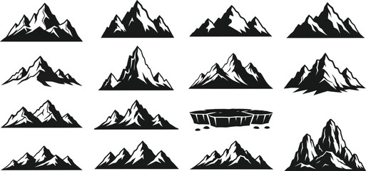 Obraz premium Collection of Varied Mountain Peaks, Including Jagged Ridges and Rocky Formations, Showcasing Wilderness and Adventure