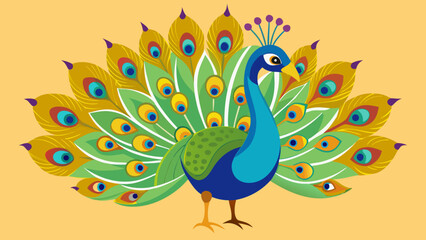 Fototapeta premium Vibrant peacock displaying its colorful feathers