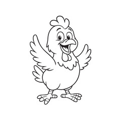 Fototapeta premium Chicken cartoon outline vector illustration