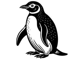 Naklejka premium Elegant Penguin Illustration Black and White Vector Graphic