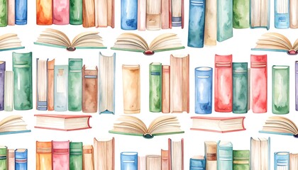 Watercolor books seamless pattern creates a classic and elegant scholarly ambiance