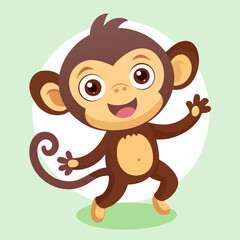Happy cartoon monkey waving hello