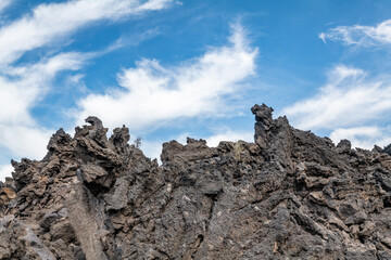 BASALT, ROCKS OF SAN FRANCISCO VOLCANIC FIELD. Bonito Lava Flow. A’a Trailhead, Sunset Crater Volcano National Monument, Flagstaff,  Arizona
