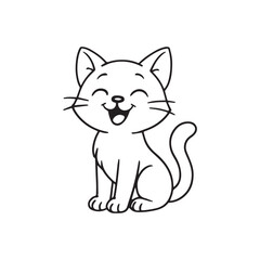 Obraz premium Cat cartoon outline vector illustration