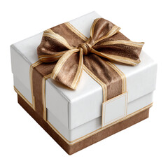 Elegant Gift Box White and Brown Ribbon Design against transparent Background