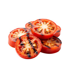 Roasted single slice of tomato isolated on transparent background