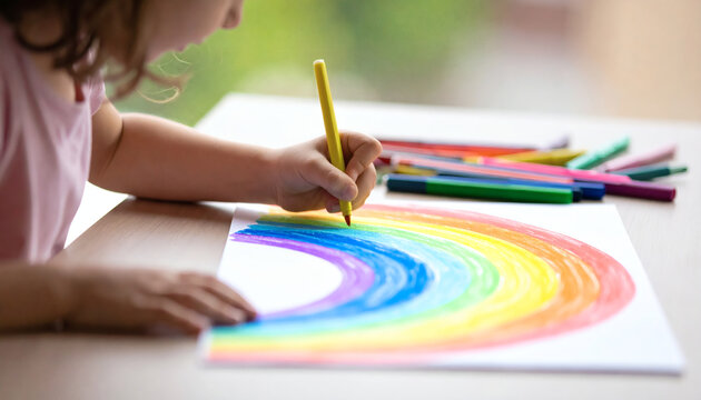 Child's Colorful Rainbow Drawing - Powered by Adobe