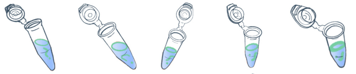 Hand-drawn Centrifuge Tubes with Purple Liquid – Science Lab Clipart Set for Educational and Research Projects