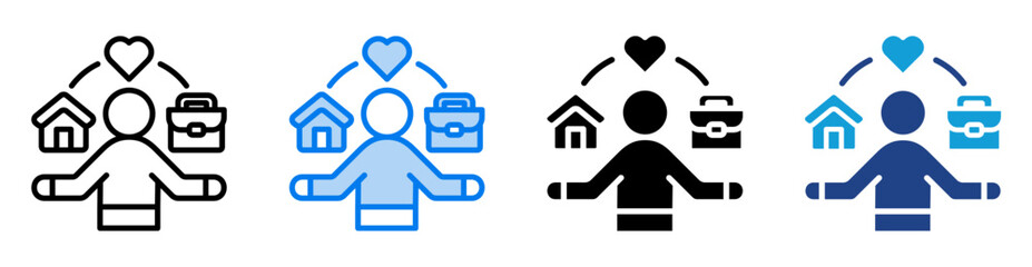 Work life balance icon set multiple style collection