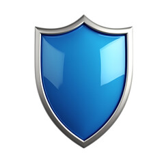 Fototapeta premium 3d blue shield with silver trim isolated on transparent background