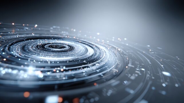 Spiral design featuring numerous dots representing a digital feedback loop for continuous improvement and collaboration