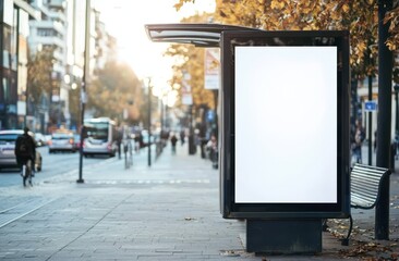 Showcase of modern transport infrastructure featuring an empty billboard. 