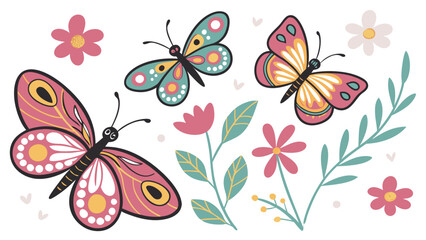 butterflies and flowers
