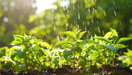 Obraz premium Young plants receiving water