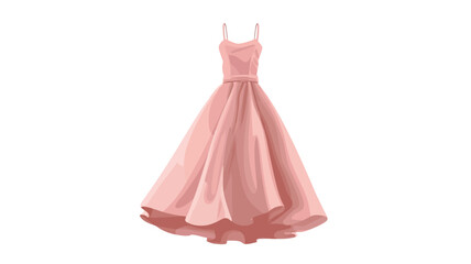 Obraz premium A digital illustration of a peach-colored ball gown. The dress features thin straps, a fitted bodice, and a full, flowing skirt. The fabric appears smooth and possibly satin-like, with subtle folds