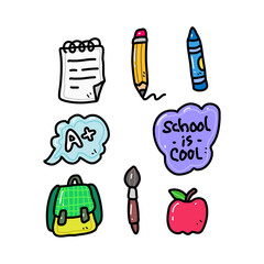 Flat Illustration of School Supplies for Back to School Theme