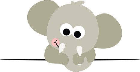 Baby Elephant Peeking Over a Line