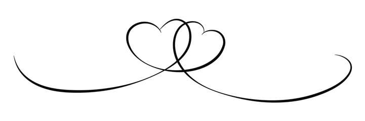 Two hearts hand drawn vector illustration.