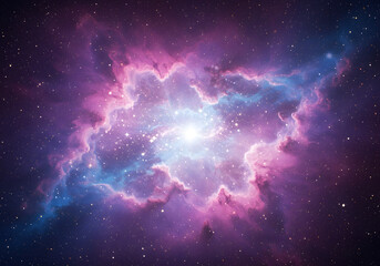 Fototapeta premium Majestic Nebula Galaxy Illustration Vibrant Cosmic Clouds, Stars, Space, Universe Background, Purple, Blue, Astronomy.