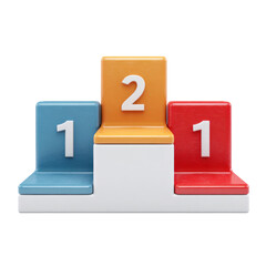 Victory podium celebration sports event indoor colorful view. Isolated on transparent background, png.
