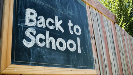 A chalkboard with the words "Back to School" written on it. The chalkboard is black and white and has a chalk outline. Scene is educational and nostalgic - Powered by Adobe