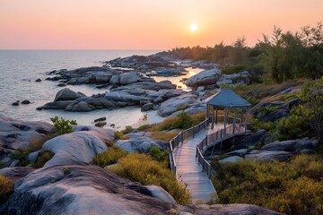 Coastal Path Under Gentle Sunrise Glow