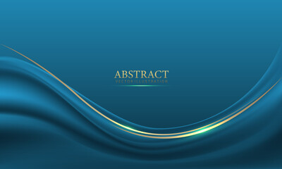 Abstract blue gold light luxury wave curve with blank space for text place design modern creative background vector