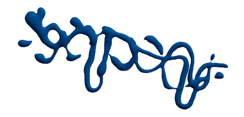 Beautiful blue watercolor brush isolated on transparent background.