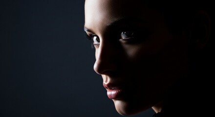 Obraz premium Dramatic Portrait of a Woman's Face in Shadow