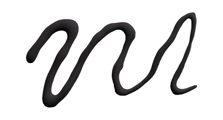 Beautiful black watercolor brush isolated on transparent background.