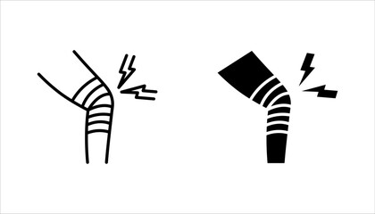 Pain in knee line icon set. Legs with joint pain, osteoporosis, knee injury. Body aches concept. vector illustration on white background