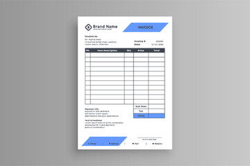 Business invoice template. Invoicing quotes, money bills