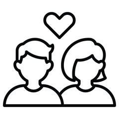 Outline couple in love icon for relationship and romance