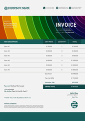 Editable vector invoice design template. A4 Paper size.