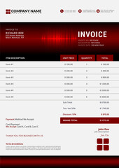 Editable vector invoice design template. A4 Paper size.
