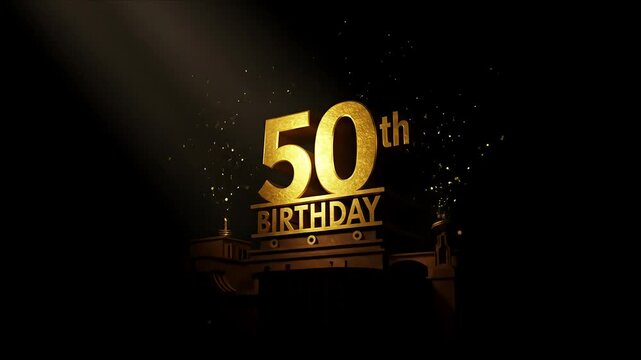 Animated Golden 50th Birthday Logo Reveal with Spotlight - Powered by Adobe