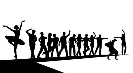 Obraz premium A diverse group of people dancing and celebrating isolated on white background