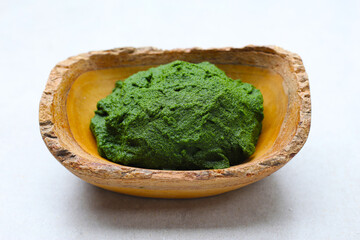 Wolffia,water meal, the world’s smallest flowering plant, edible and rich in protein.