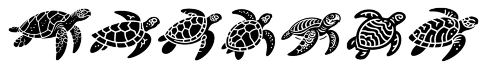 Obraz premium Simple Sea Turtle Collection Illustration, Marine Animal Modern Set Vector for Icon and Ocean Themes Design
