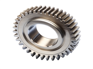  metallic gear with cog teeth structure isolated on white background PNG, AI GENERATED