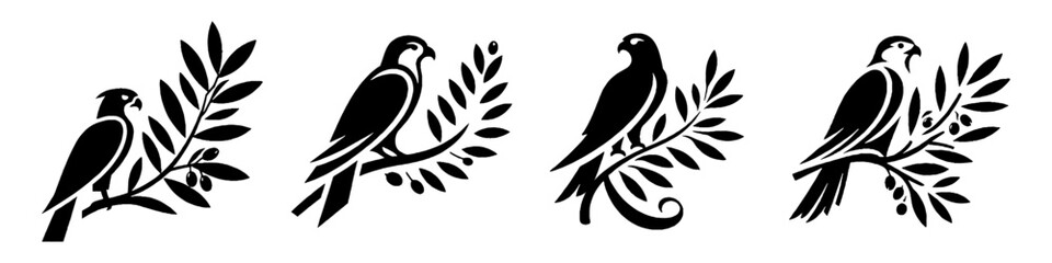 Obraz premium Simple Osprey Collection Illustration, Hunting Bird Modern Set Vector for Icon and Coastal Themes Design