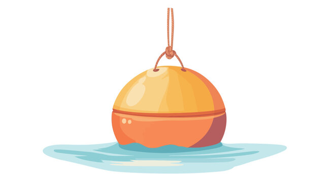 A digital illustration of a spherical orange buoy floating in water. The buoy is depicted in a cartoon style with a slightly stylized appearance.  It has a lighter orange top and a darker orange