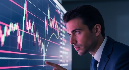 Focused businessperson intently reviewing financial data.