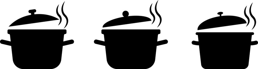 Cooking pan icon. frying pan with rising steam. suggesting mystery or curiosity. symbolizing cooking and kitchen activities