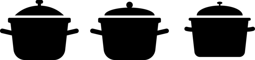 cooking pots icons set. preparing meals in the kitchen. symbolizing cooking and kitchen preparation tools. cooking and kitchen elements